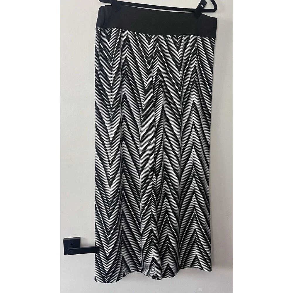 Ashley Blue Women's‎ Pull On Pants Stretchy WIDE LEG Palazzo Chevron Multi XL